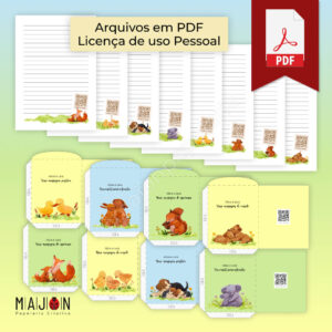 Papéis de Cartas + Envelopes (8 modelos) - Coleção Bichinhos (PDF)